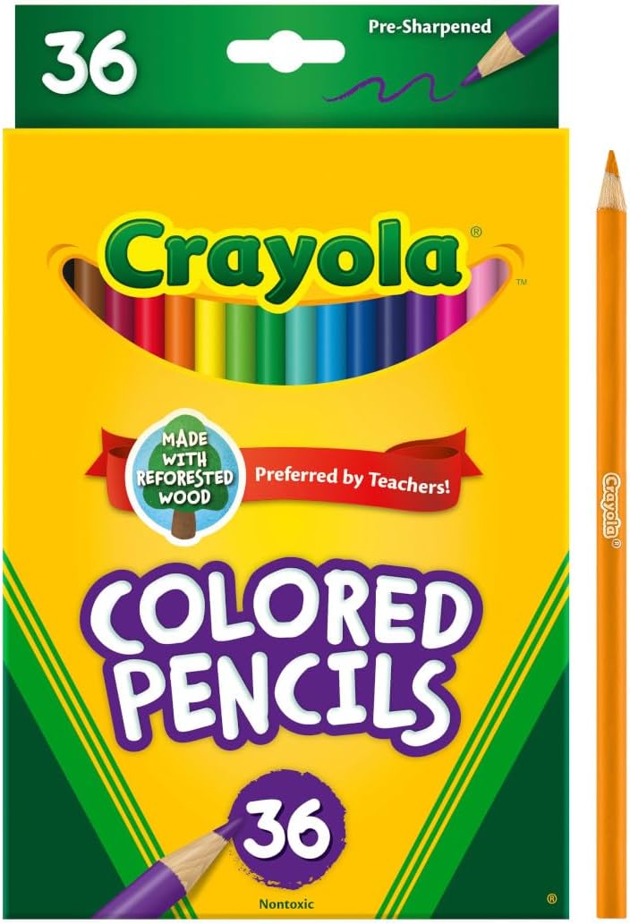 Crayola Colored Pencils (36ct), Kids Pencil Set, Back To School Essentials, Must Have Classroom Supplies For Kids, Pre Sharpened Coloring Book Pencils, 3+